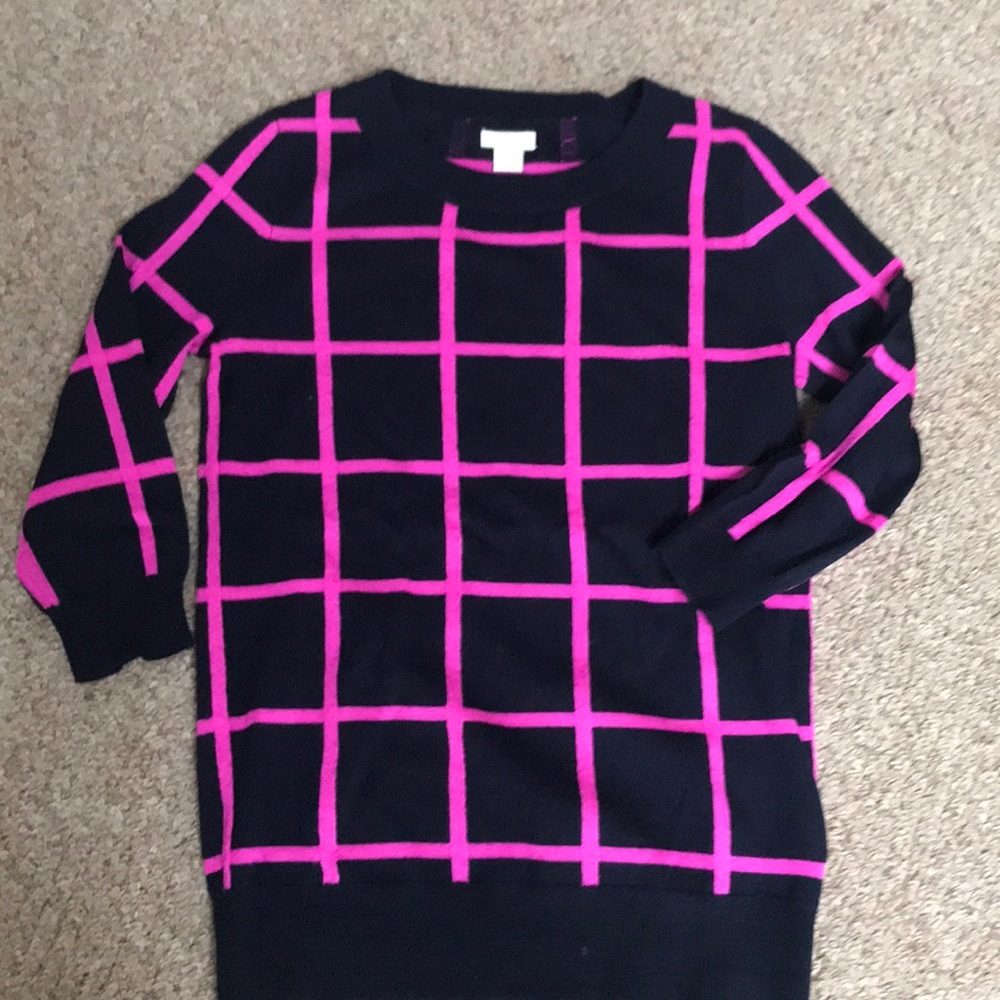 Jcrew sweater navy with pink design